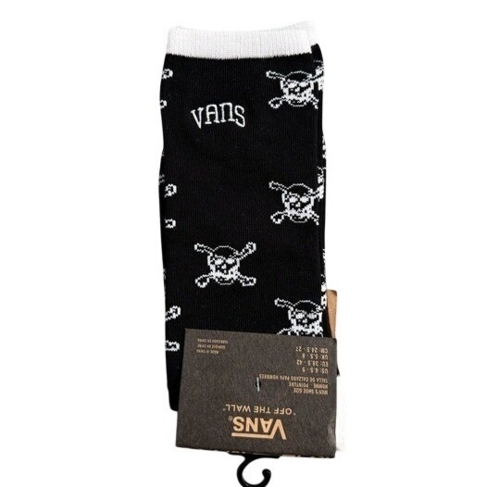 Vans Crew Socks Mens Womens 6.5-9 Black White Skull Skeleton Bone All Over Print